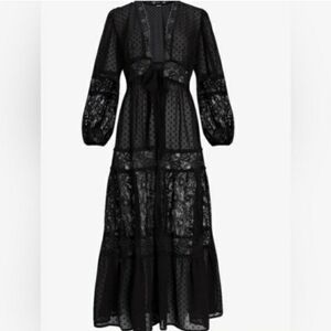 Express Swiss Dot Mesh and Lace Tie Front Kimono